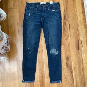 Abercrombie & Fitch Dark Blue Distressed Skinny Jeans